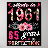 Grappig 65 Jaar Geboren in 1961 Bloem 65ste Verjaa