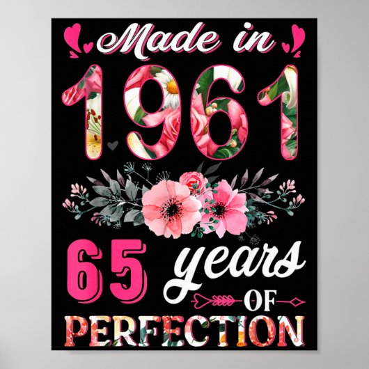 Grappig 65 Jaar Geboren in 1961 Bloem 65ste Verjaa Poster (Voorkant)