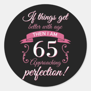 Grappig 65th Birthday 'Perfection' Ronde Sticker