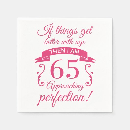 Grappig 65th Birthday 'Perfection' Servet (Voorkant)