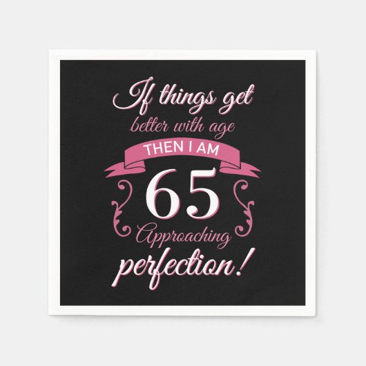Grappig 65th Birthday 'Perfection' Servet (Voorkant)