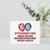 Grappig 66 jaar oud verjaardagscadeau briefkaart (Staand voorkant)