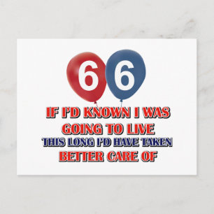 Grappig 66 jaar oud verjaardagscadeau briefkaart