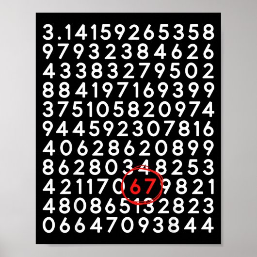 Grappig 67 dag 3.14 nummer zes zeven meme wiskunde poster (Voorkant)