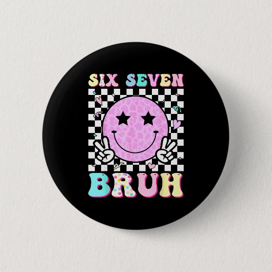 Grappig 67 Meme Gelukkig Gezicht 6-7 Jongens Kinde Ronde Button 5,7 Cm (Voorkant)