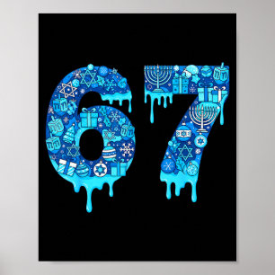 Grappig 67 Zes Zeven 6 7 Gelukkig Hanukkah Joods C Poster