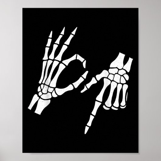 Grappig 67 Zes Zeven Meme Halloween Skelet Handen Poster (Voorkant)