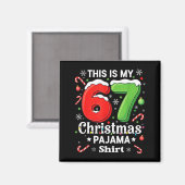 Grappig 67 Zes Zeven Meme Kerstmis Pyjama Shirt Ki Magneet (Voorkant / Achterkant)