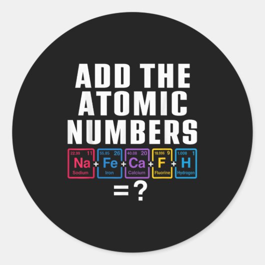 Grappig 67 Zes Zeven Meme Matching Elementen Perio Ronde Sticker (Voorkant)