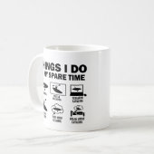 Grappig 6 dingen die ik doe in mijn vrije tijd kaj koffiemok (Voorkant links)