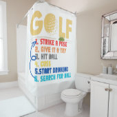 Grappig 6 stappen golf douchegordijn (In situ)