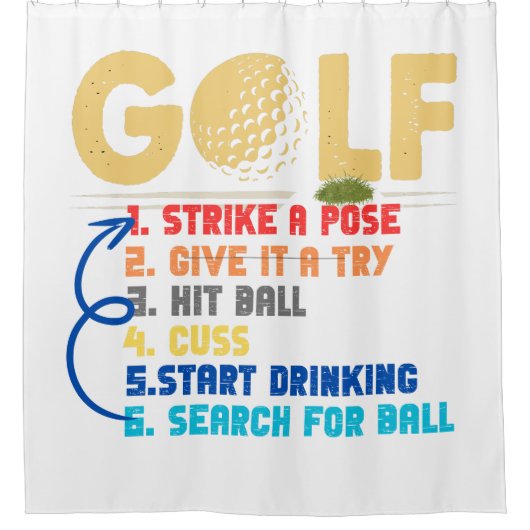 Grappig 6 stappen golf douchegordijn (Voorkant)