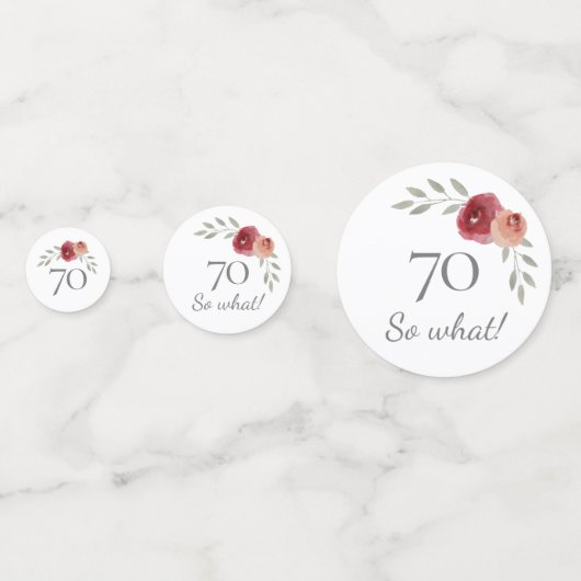 Grappig 70 dus welke Waterverf Floral 70th Birthda Confetti (Voorkanten)