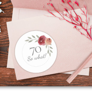 Grappig 70 dus welke Waterverf Floral 70th Birthda Ronde Sticker
