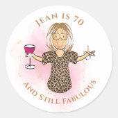 Grappig 70 en Fabulous Cartoon 70th Birthday Sassy Ronde Sticker (Voorkant)