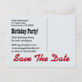 Grappig 70e verjaardag Save the Date V05F Aankondigingskaart (Achterkant)