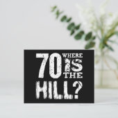 Grappig 70e verjaardag Save the Date V05F Aankondigingskaart (Staand voorkant)