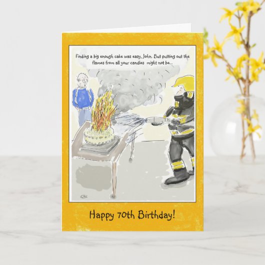 Grappig 70e verjaardag voor mannen: kaarsen... kaart (Gele Bloem)