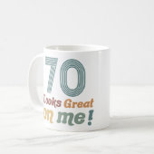 Grappig  70ste verjaardag koffiemok (Voorkant links)