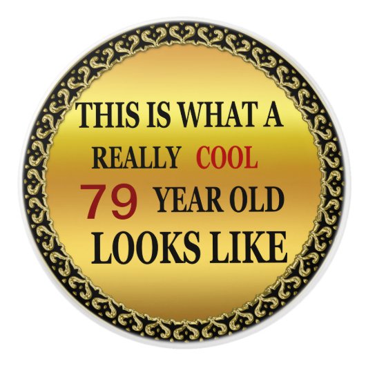 Grappig, 79-jarig uiterlijk keramische knop (Voorkant)