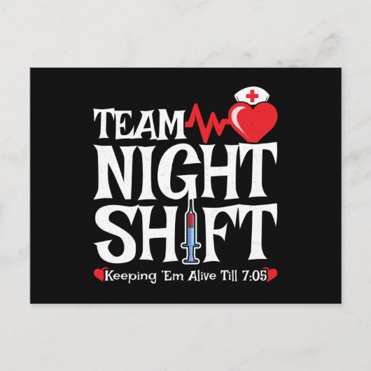 Grappig 7:05 Team Nachtdienst Verpleegster Waarder Briefkaart (Voorkant)