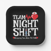 Grappig 7:05 Team Nachtdienst Verpleegster Waarder Papieren Bordje (Voorkant)