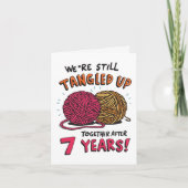 Grappig 7e bruiloft Jubileum Tangled Wool Kaart (Voorkant)