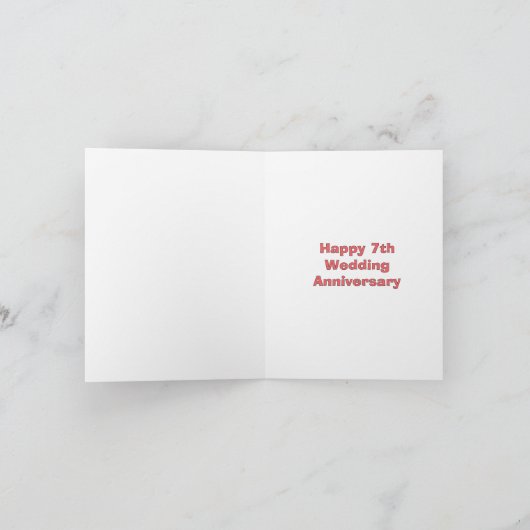 Grappig 7e bruiloft Jubileum Tangled Wool Kaart (Binnen)