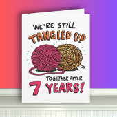 Grappig 7e bruiloft Jubileum Tangled Wool Kaart