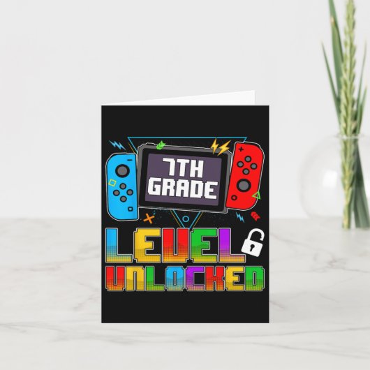Grappig 7e klas niveau ontgrendelde gamers terug n kaart (Voorkant)