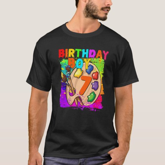 Grappig 7e verjaardag Jongen Kunst Schilderen B-Da T-shirt (Voorkant)