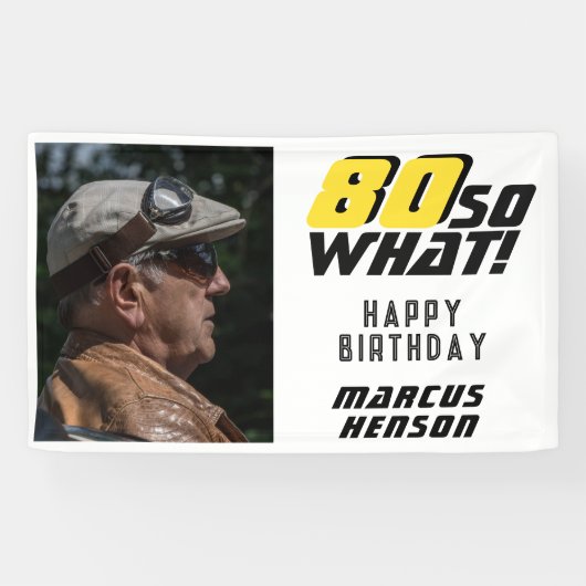 Grappig 80 dus wat Quote Foto 80e Verjaardagsfeest Spandoek (Horizontaal)