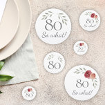 Grappig 80 Dus wat Waterverf Floral 80th Birthday Confetti<br><div class="desc">Grappig 80 Wat dus! Waterverf Bloemen 80ste Verjaardagsfeest Confetti. Moderne en elegante bloemige 80e verjaardagsfeestje confetti met prachtige waterverf rozen en takjes. De grappige en positieve quote 80 Dus wat is geweldig voor een persoon die 80 jaar viert en een gevoel van humor heeft. Grote 80ste verjaardagsfeestlevering.</div>