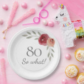 Grappig 80 dus welke Waterverf Floral 80th Birthda Papieren Bordje (Feest)