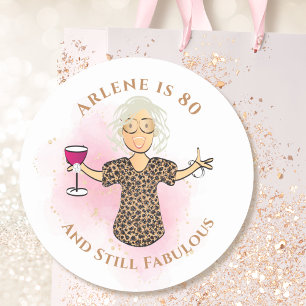 Grappig 80 en Fabulous Cartoon 80th Birthday Sassy Ronde Sticker