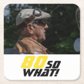 Grappig 80, wat Quote Foto 80th Birthday Kartonnen Onderzetters (Voorkant)