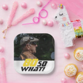 Grappig 80, wat Quote Foto 80th Birthday Papieren Bordje (Feest)