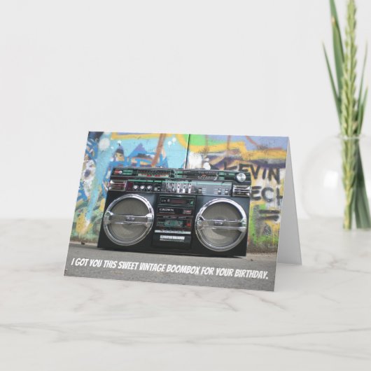 Grappig 80s Retro Boombox Birthday Card Kaart (Voorkant)