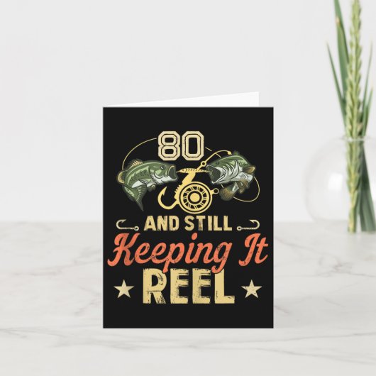 Grappig 80ste verjaardag Gevist Shirt voor mannen  Kaart (Voorkant)