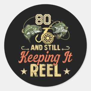 Grappig 80ste verjaardag Gevist Shirt voor mannen  Ronde Sticker