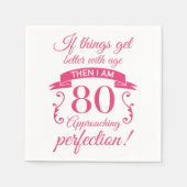 Grappig 80th Birthday 'Perfection' Servet (Voorkant)