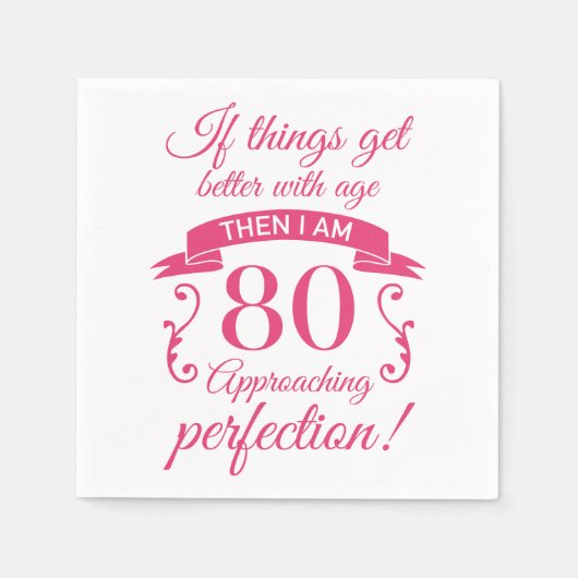 Grappig 80th Birthday 'Perfection' Servet (Voorkant)