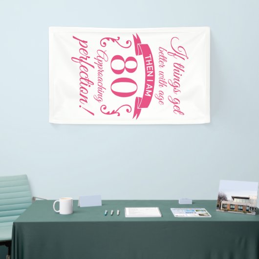 Grappig 80th Birthday 'Perfection' Spandoek (Beurs)