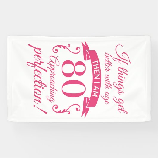 Grappig 80th Birthday 'Perfection' Spandoek (Horizontaal)