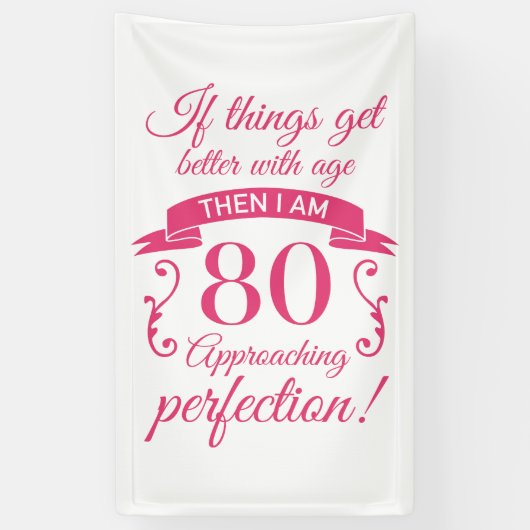 Grappig 80th Birthday 'Perfection' Spandoek (Verticaal)