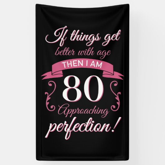 Grappig 80th Birthday 'Perfection' Spandoek (Verticaal)