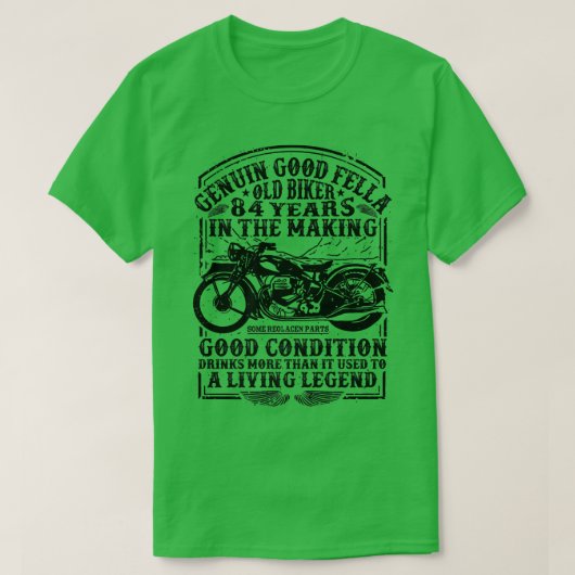 Grappig 84 jaar oude bioprek stijl klassieke motor t-shirt (Design voorkant)
