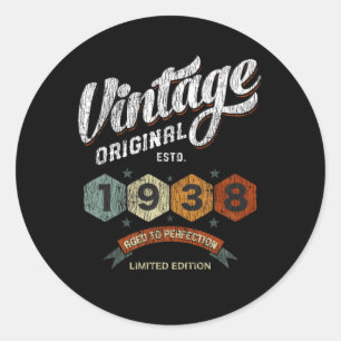 Grappig 87 jaar oud 1938  87ste verjaardagscadeau ronde sticker