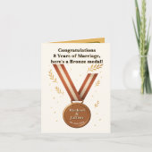 Grappig 8e bruiloft Jubileum Bronzen medaille Kaart (Voorkant)