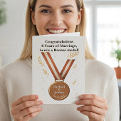Grappig 8e bruiloft Jubileum Bronzen medaille Kaart